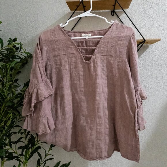 Maurice’s Women's Mauve Ruffle Sleeve Top Large - Picture 1 of 9